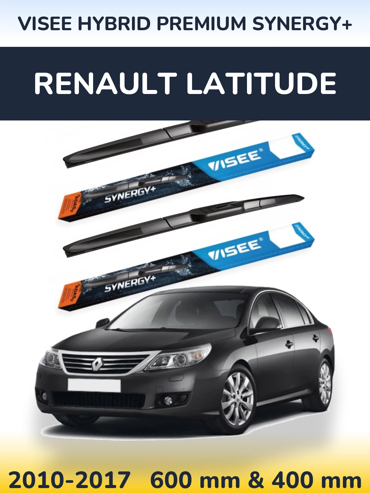 Комплект передних дворников VISEE HYBRID PREMIUM SYNERGY+ 600 & 400 мм для Renault Latitude 2010-2017