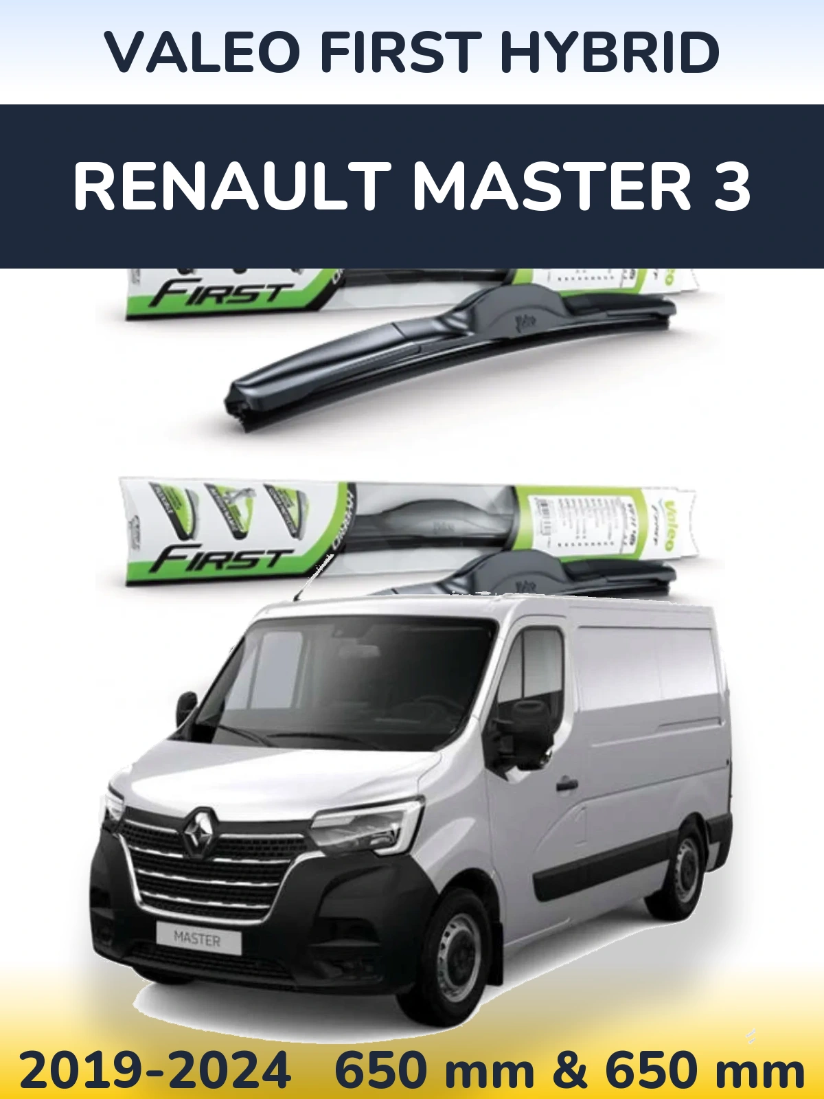 Комплект передних дворников Valeo First Hybrid 650 & 650 мм для Renault Master 3 2019-2024