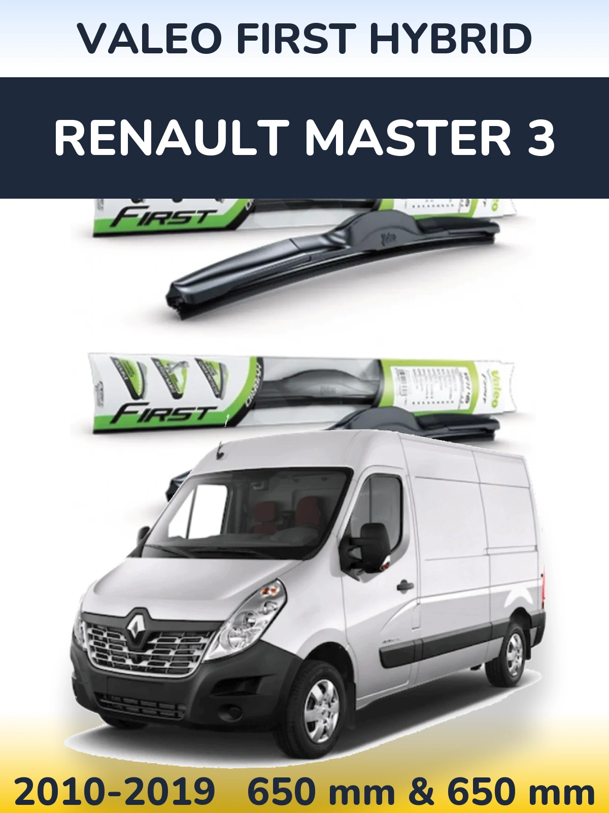 Комплект передних дворников Valeo First Hybrid 650 & 650 мм для Renault Master 3 2010-2019