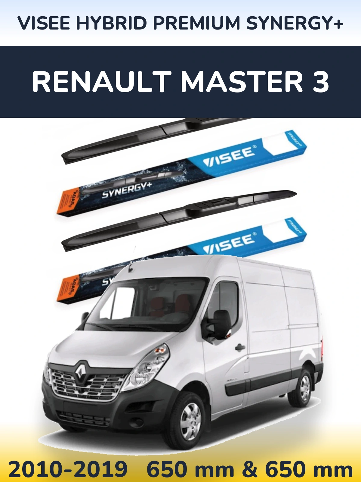 Комплект передних дворников VISEE HYBRID PREMIUM SYNERGY+ 650 & 650 мм для Renault Master 3 2010-2019