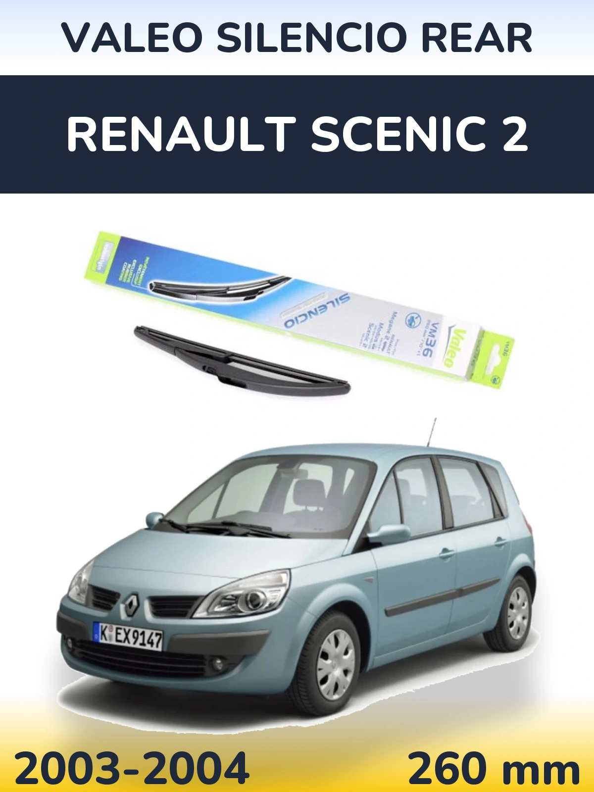 Задний дворник Valeo Silencio Rear 260 мм для Renault Scenic 2 2003-2004