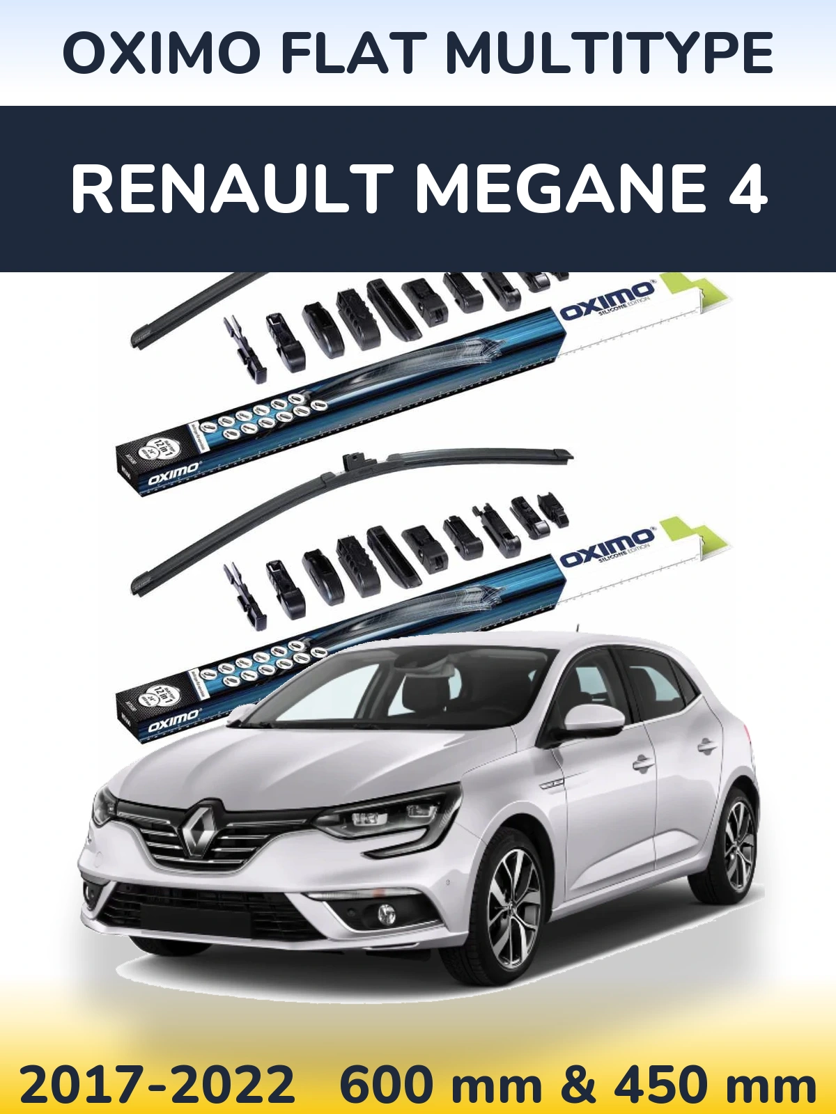 Front wiper blade set Oximo Flat MultiTüüpe 600 & 450 mm for Renault Megane 4 2017-2022