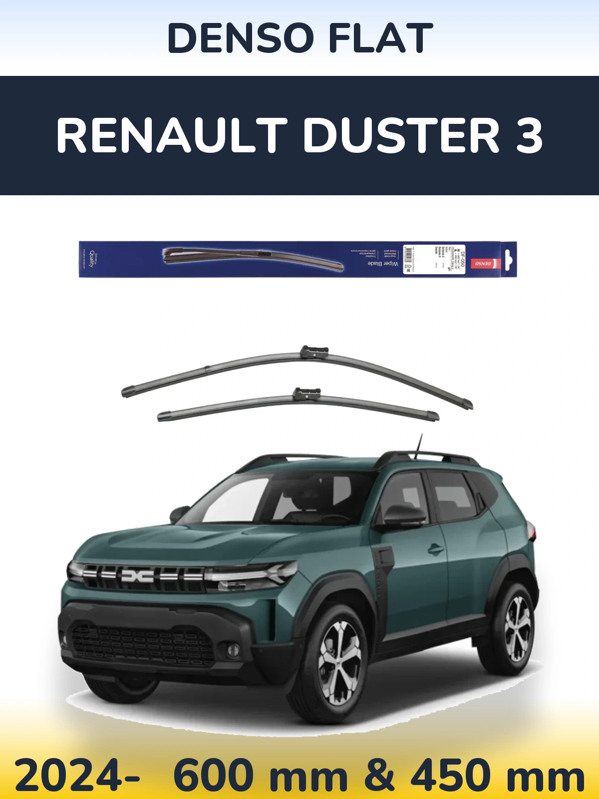 Комплект передних дворников Denso Flat 600 & 450 мм для Renault Duster 3 2024-2026