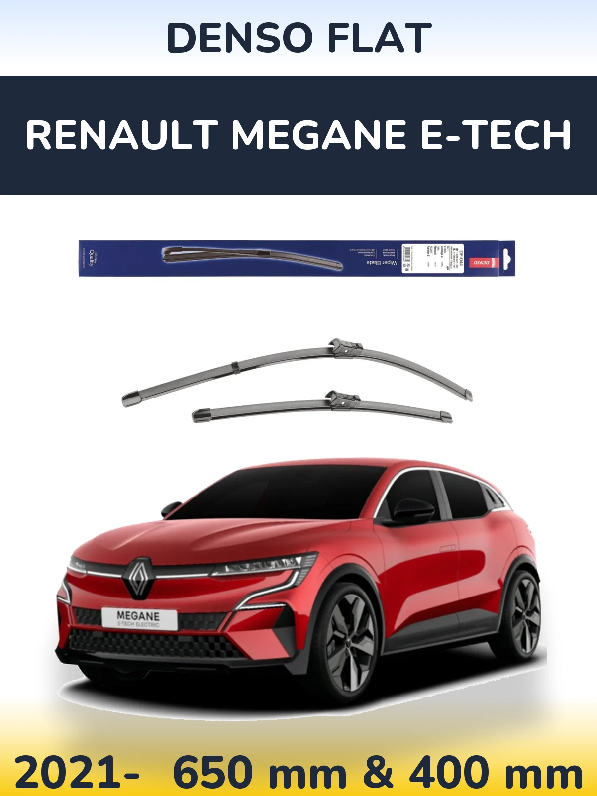 Front wiper blade set Denso Flat 650 & 400 mm for Renault Megane E-Tech 2021-2026