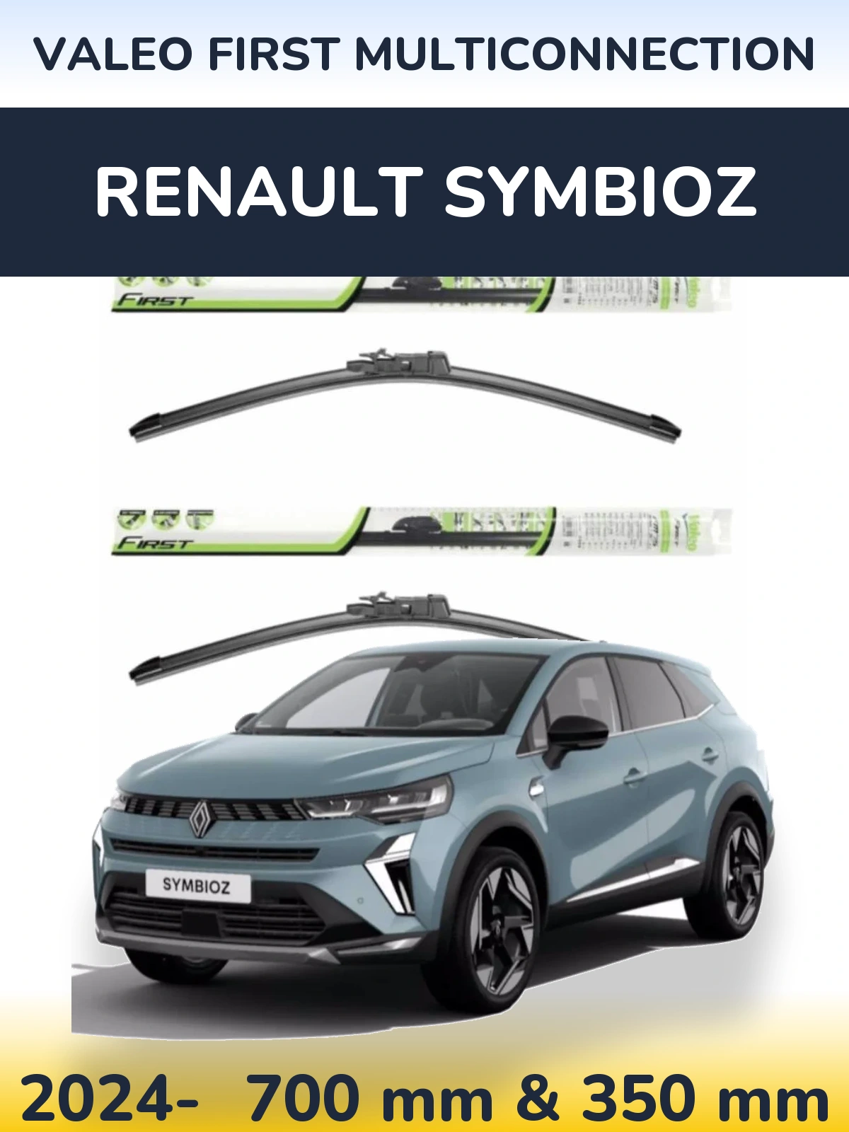 Комплект передних дворников Valeo First MultiConnection 700 & 350 мм для Renault Symbioz 2024-2026