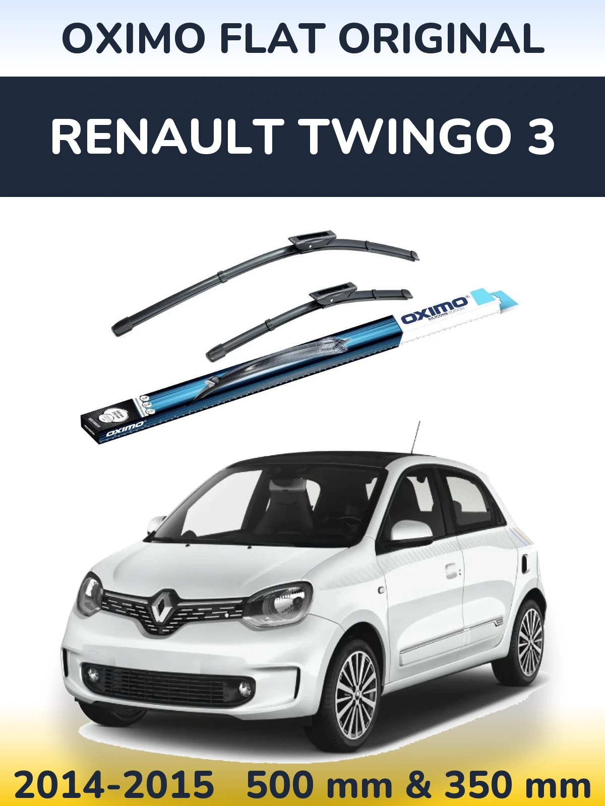 Комплект передних дворников Oximo Flat Original 500 & 350 мм для Renault Twingo 3 2014-2015
