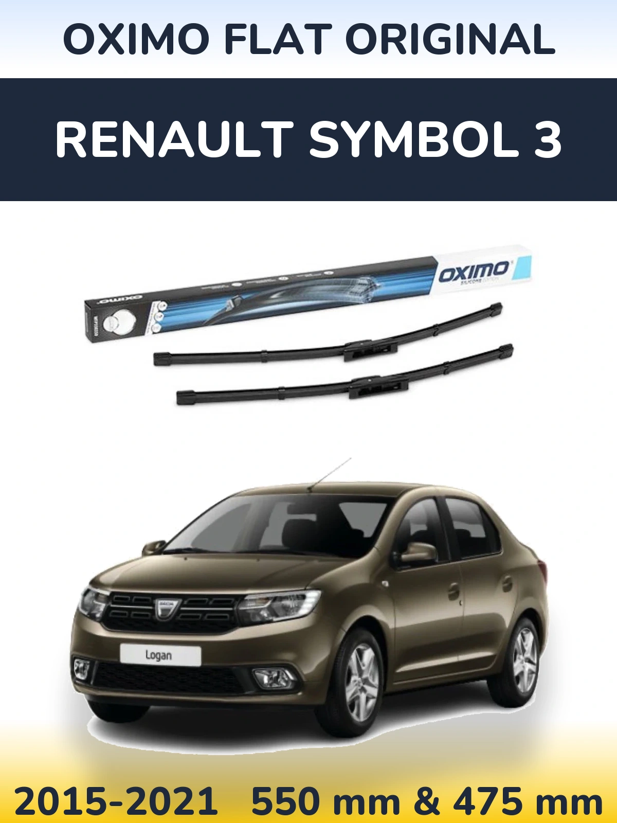 Комплект передніх щіток Oximo Flat Original 550 & 475 мм для Renault Symbol 3 2015-2021