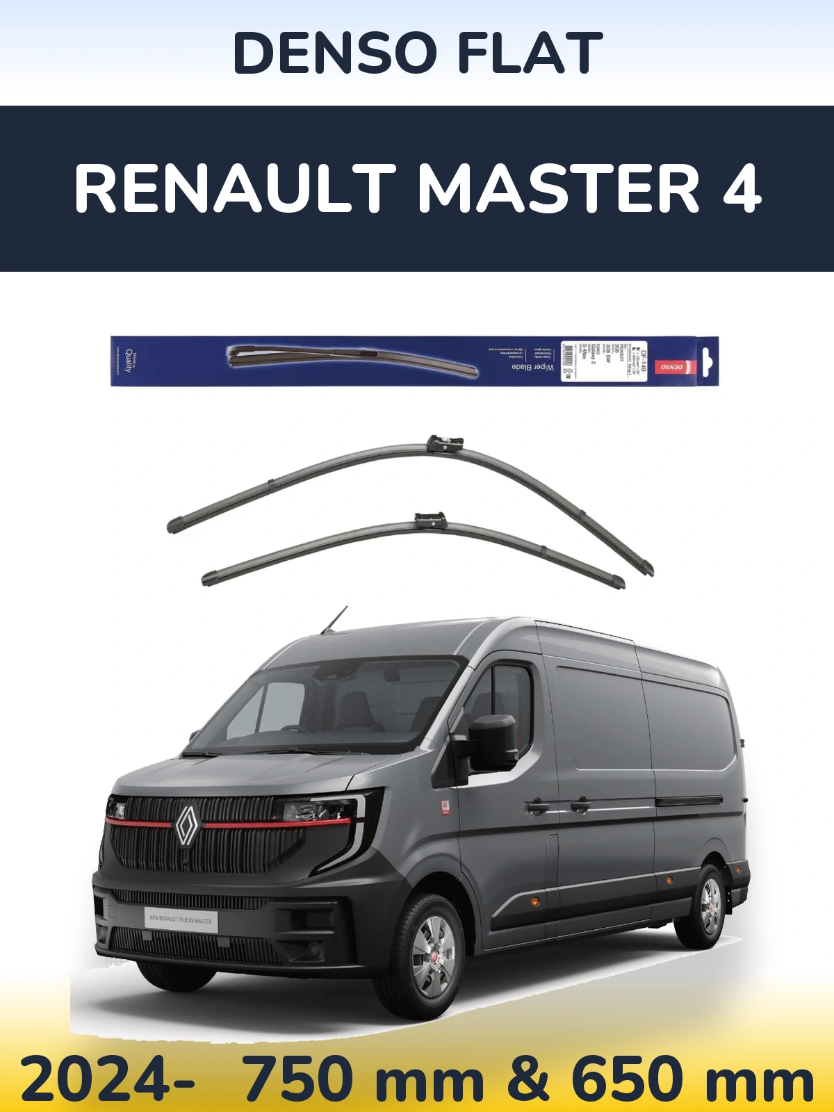 Комплект передних дворников Denso Flat 750 & 650 мм для Renault Master 4 2024-2026
