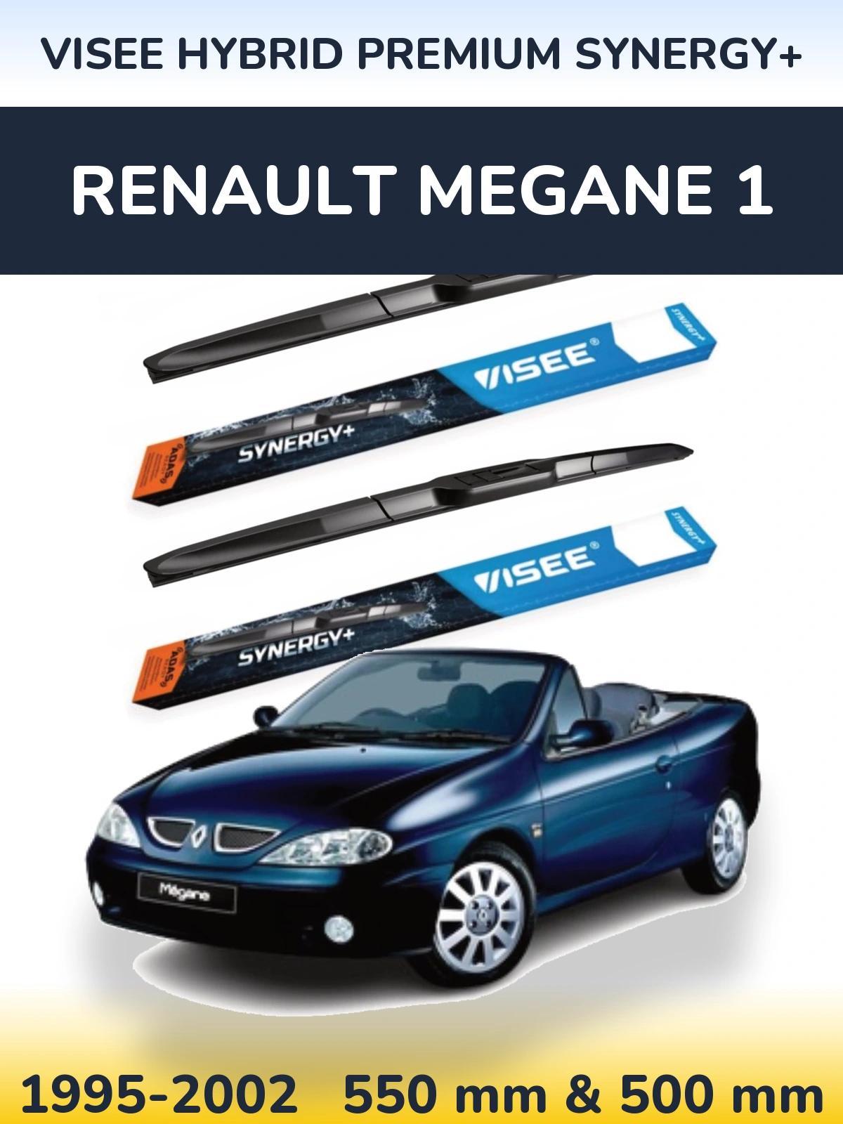 Комплект передних дворников VISEE HYBRID PREMIUM SYNERGY+ 550 & 500 мм для Renault Megane 1 1995-2002