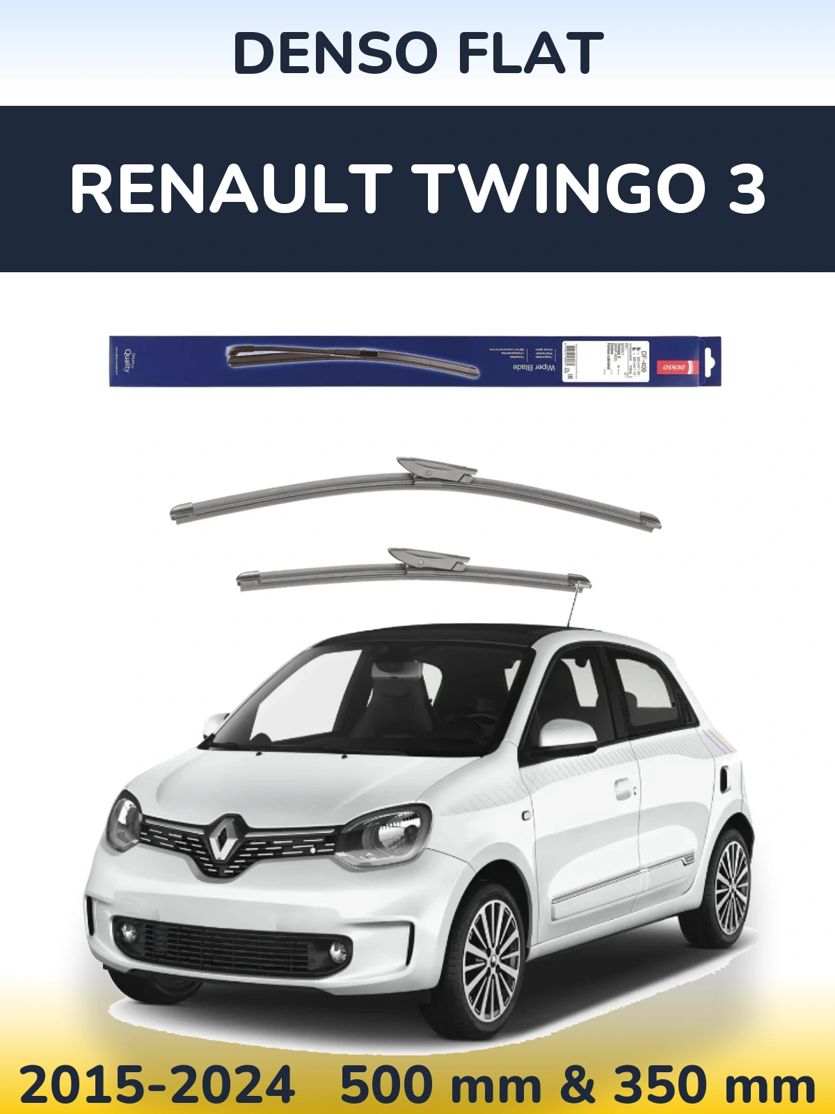 Комплект передних дворников Denso Flat 500 & 350 мм для Renault Twingo 3 2015-2024