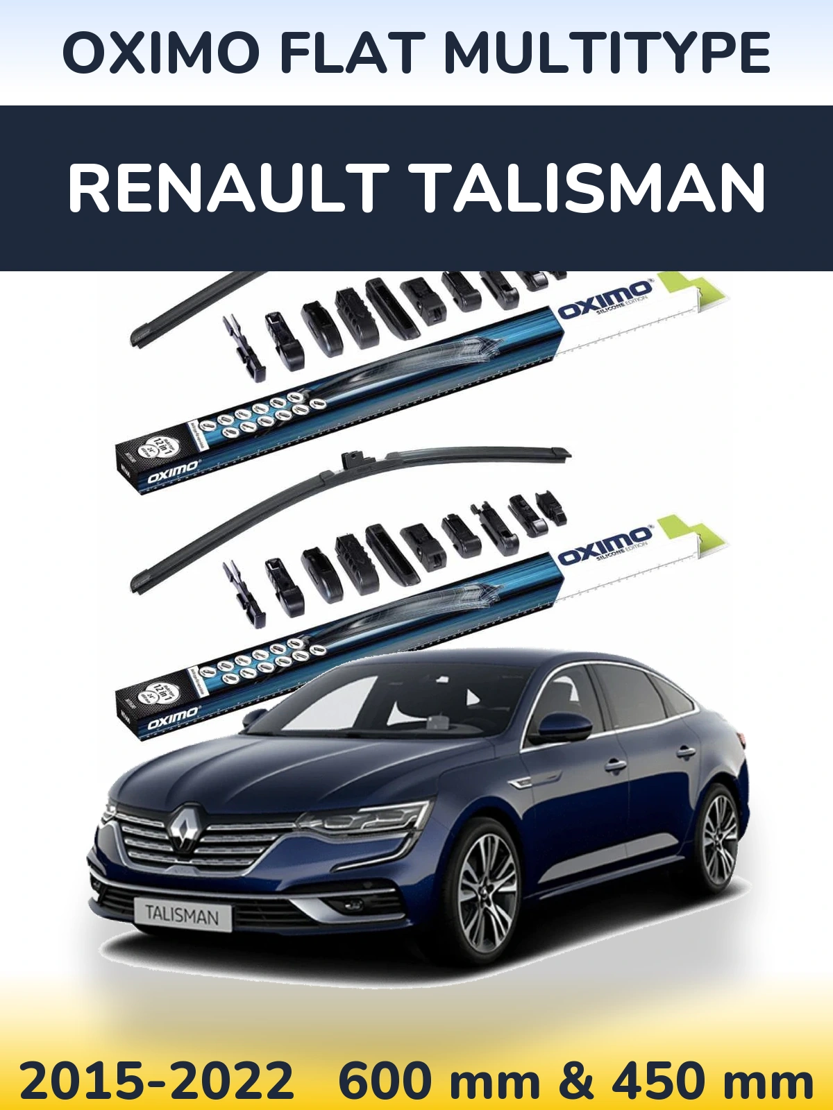 Front wiper blade set Oximo Flat MultiTüüpe 600 & 450 mm for Renault Talisman 2015-2022
