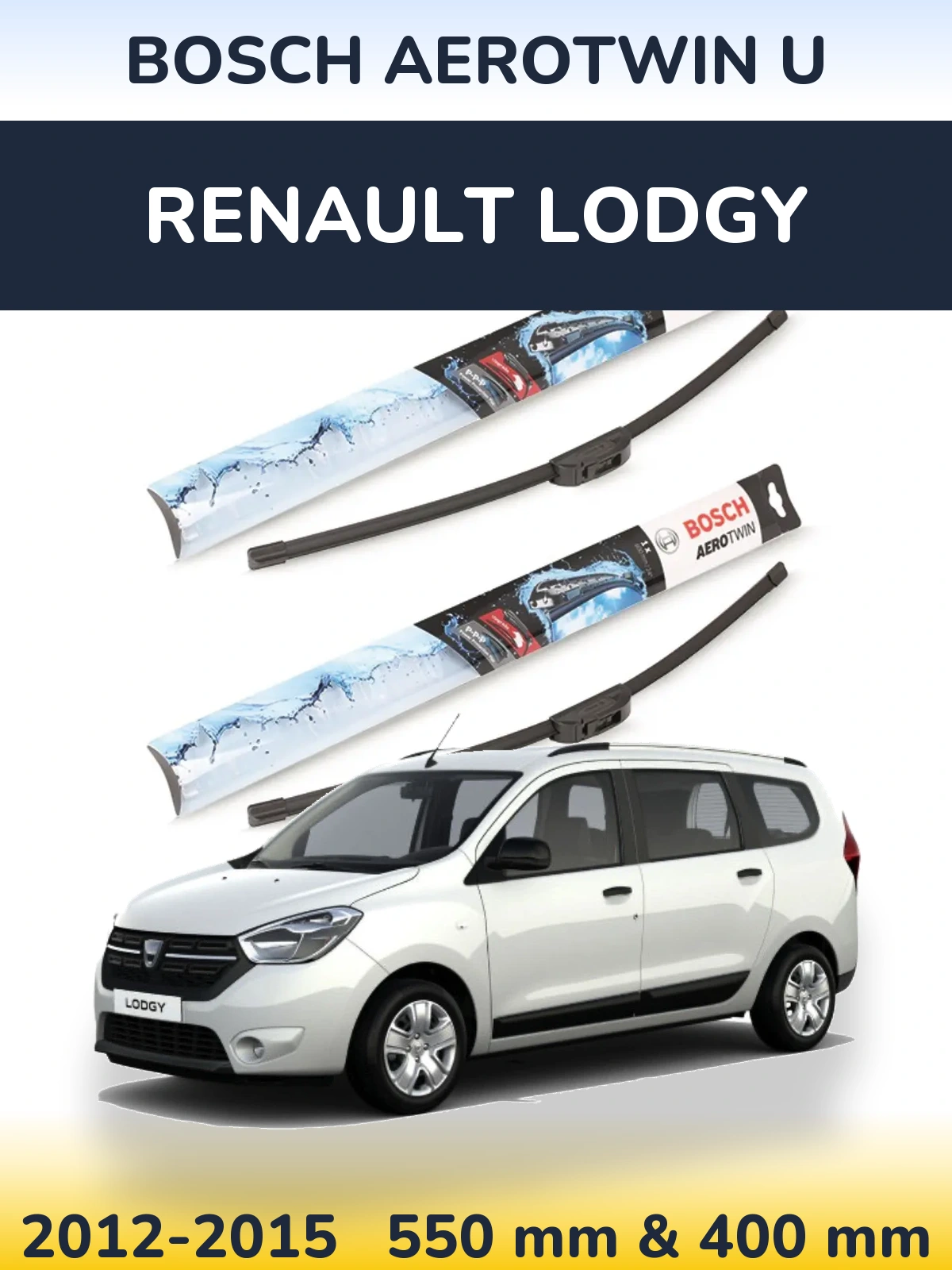 Комплект передних дворников BOSCH AeroTwin U 550 & 400 мм для Renault Lodgy 2012-2015