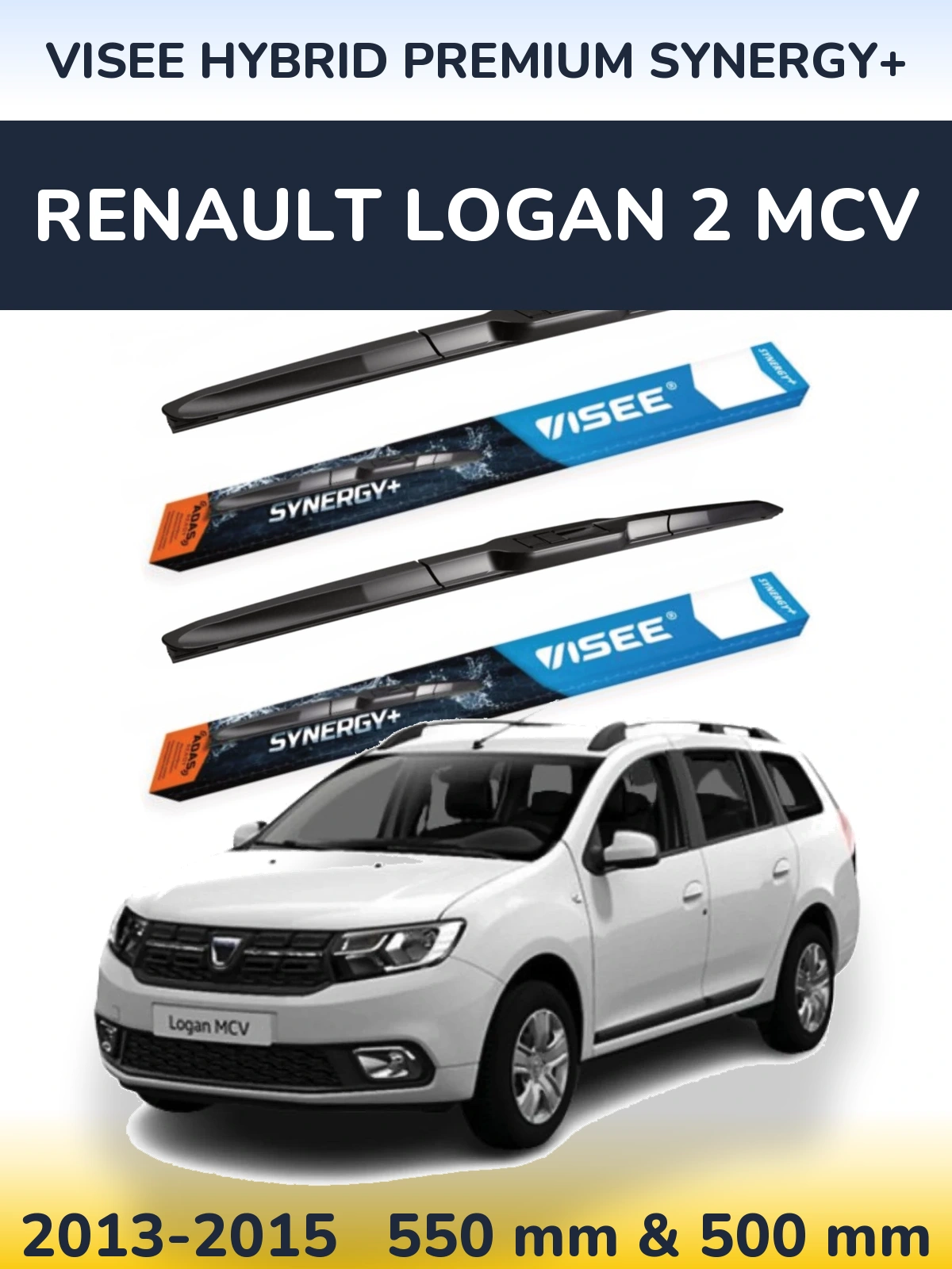 Комплект передніх щіток VISEE HYBRID PREMIUM SYNERGY+ 550 & 500 мм для Renault Logan 2 MCV 2013-2015