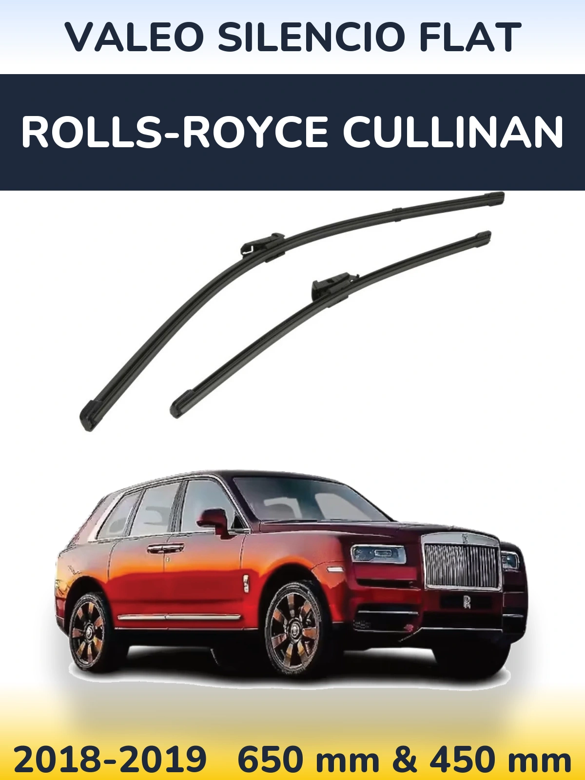 Комплект передніх щіток Valeo Silencio Flat 650 & 450 мм для Rolls-Royce Cullinan 2018-2019