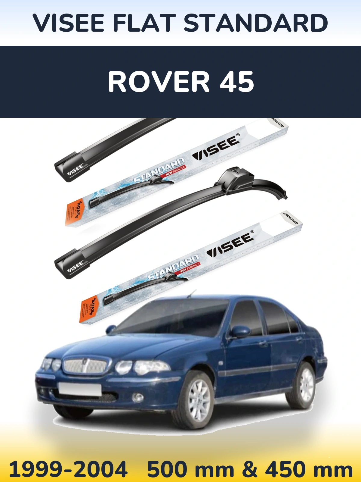 Комплект передніх щіток VISEE FLAT STANDARD 500 & 450 мм для Rover 45 1999-2004