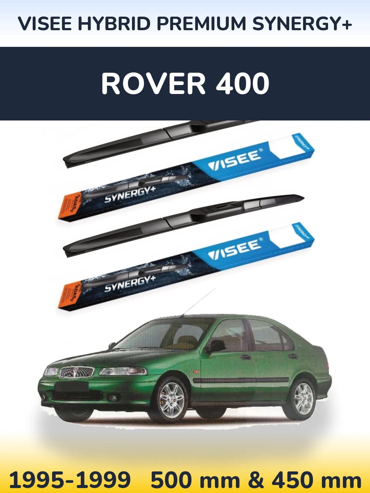Комплект передніх щіток VISEE HYBRID PREMIUM SYNERGY+ 500 & 450 мм для Rover 400 1995-1999