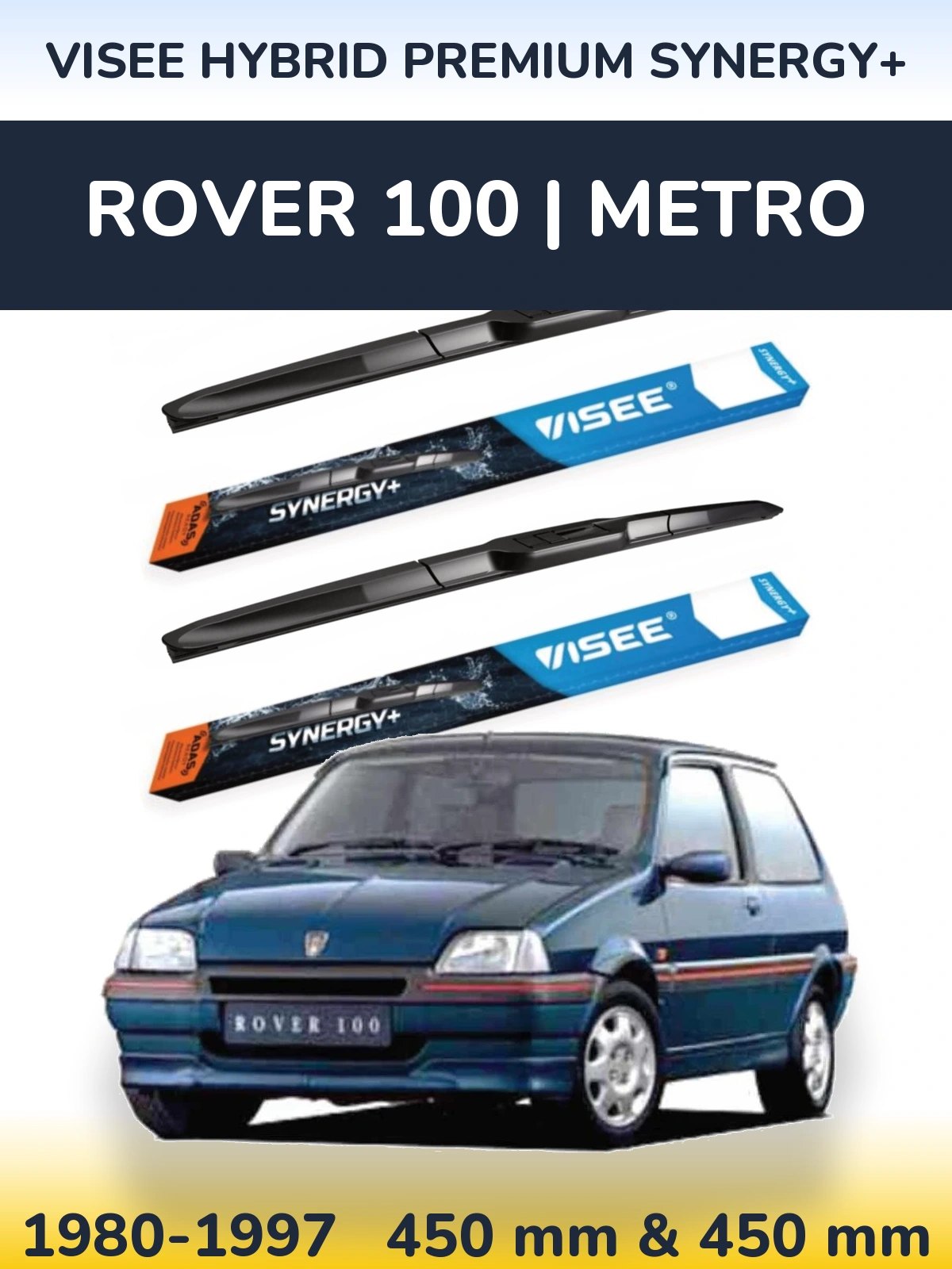 Комплект передних дворников VISEE HYBRID PREMIUM SYNERGY+ 450 & 450 мм для Rover 100 | Metro 1980-1997