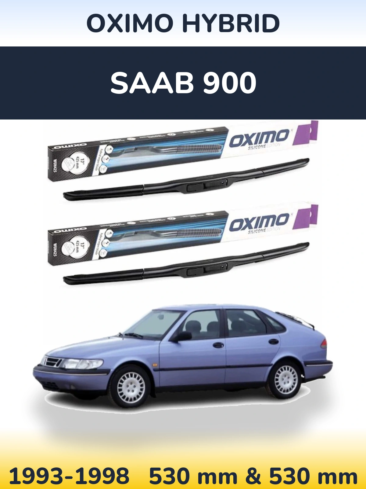 Комплект передних дворников Oximo Hybrid 530 & 530 мм для SAAB 900 1993-1998