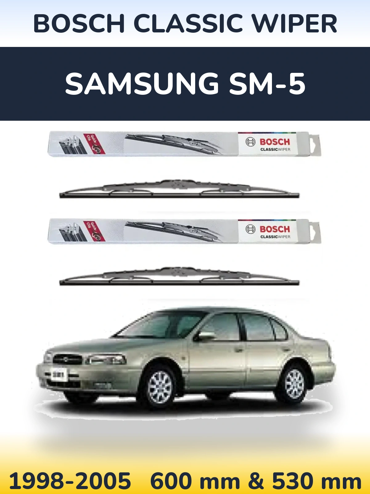 Комплект передніх щіток BOSCH Classic Wiper 600 & 530 мм для Samsung SM-5 1998-2005