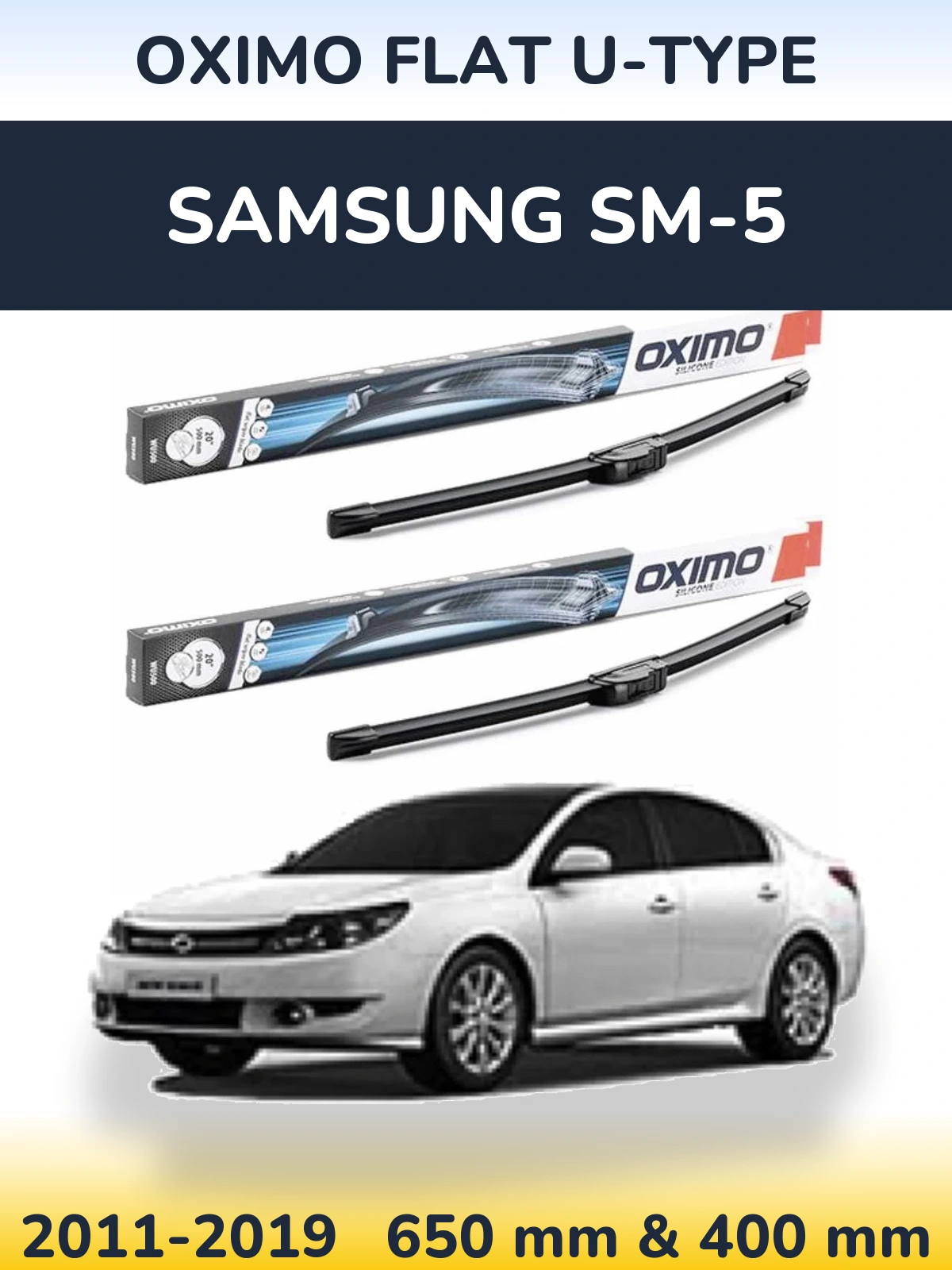 Комплект передніх щіток Oximo Flat U-type 650 & 400 мм для Samsung SM-5 2011-2019