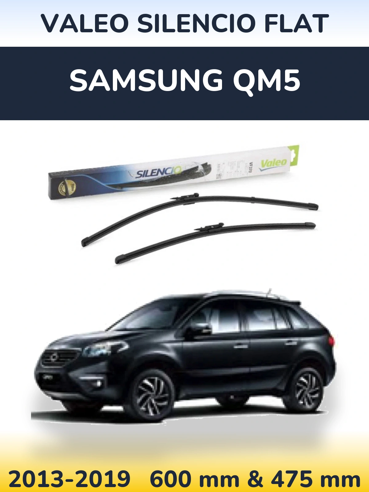 Комплект передних дворников Valeo Silencio Flat 600 & 475 мм для Samsung QM5 2013-2019