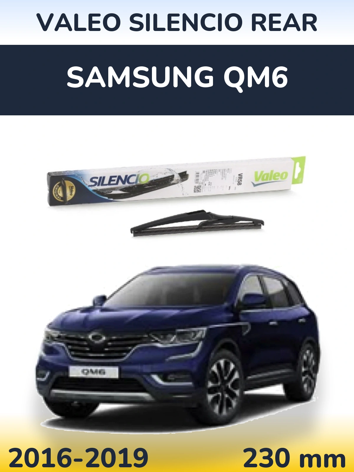 Задний дворник Valeo Silencio Rear 240 мм для Samsung QM6 2016-2019