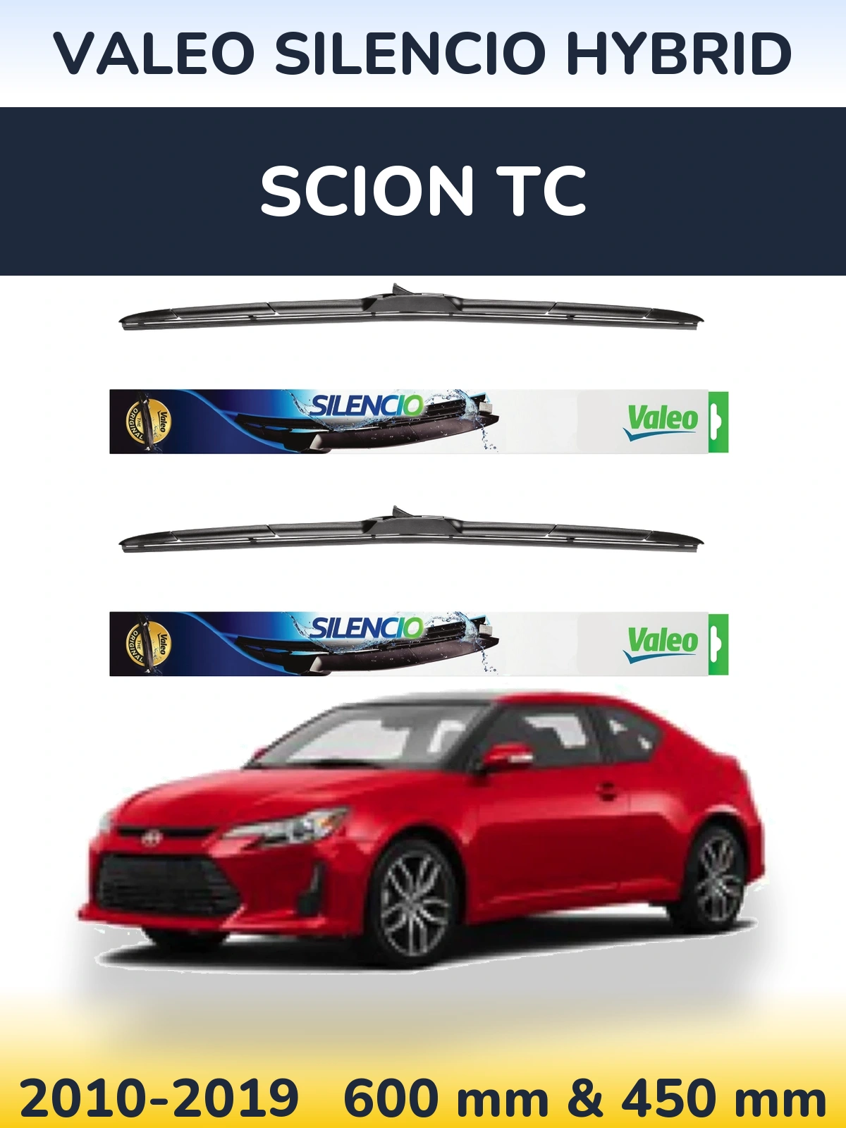 Комплект передніх щіток Valeo Silencio Hybrid 600 & 450 мм для Scion tC 2010-2019