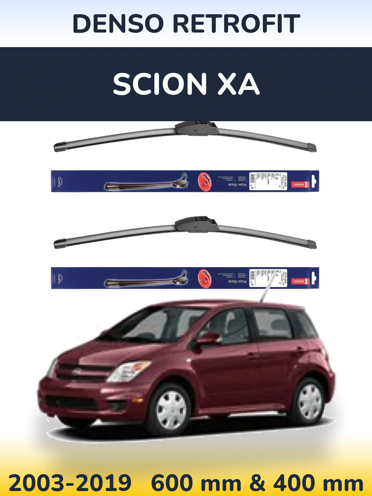 Комплект передних дворников Denso Retrofit 600 & 400 мм для Scion xA 2003-2019