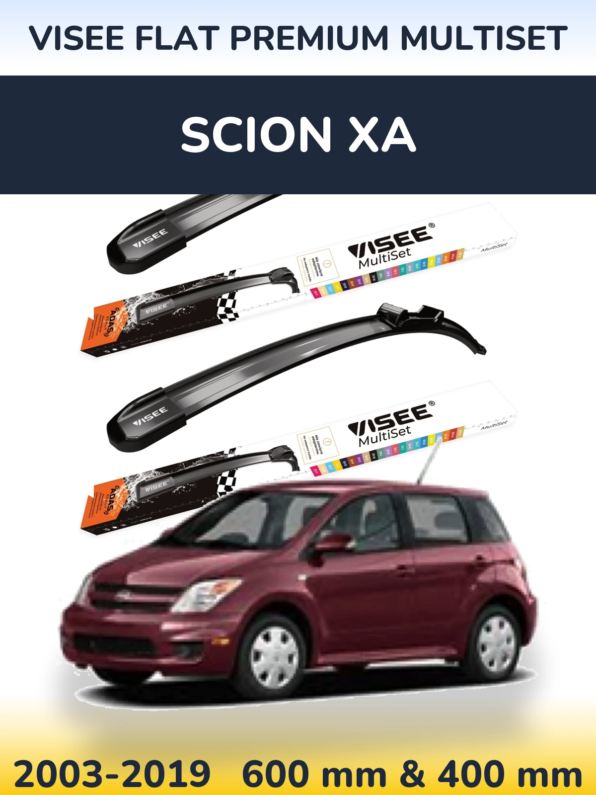 Комплект передніх щіток VISEE FLAT PREMIUM MultiSet 600 & 400 мм для Scion xA 2003-2019