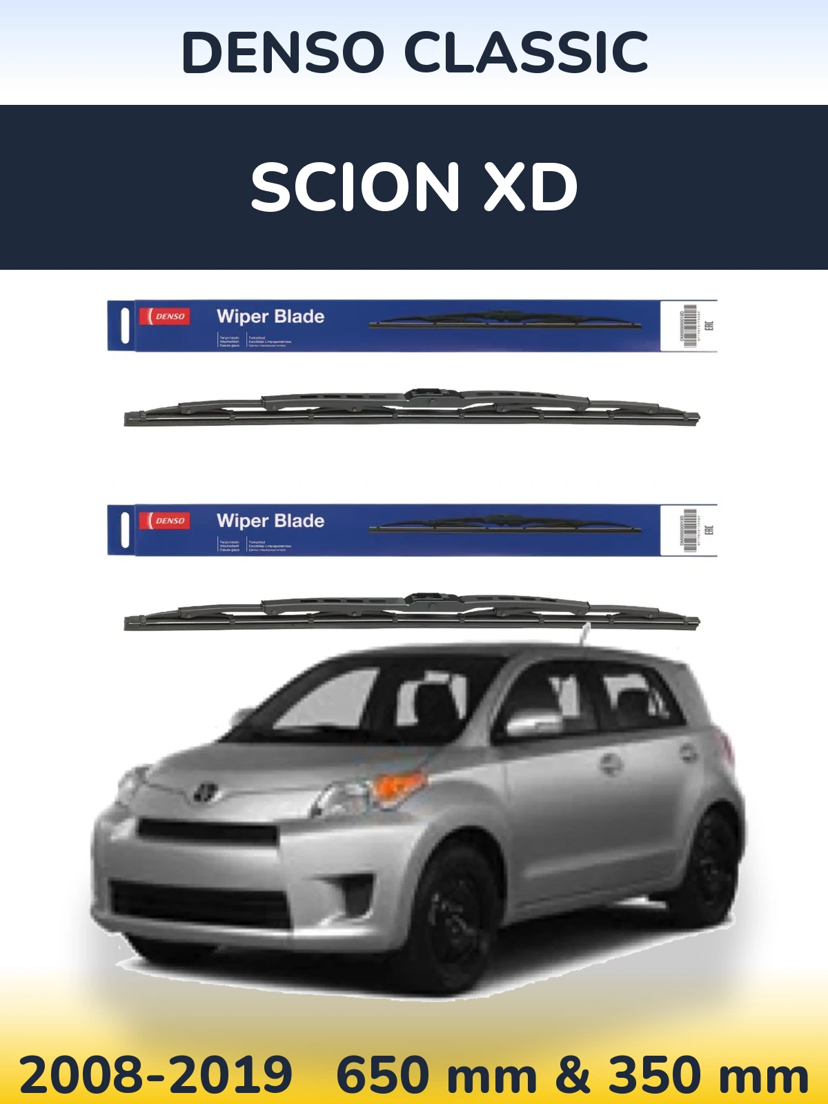 Комплект передних дворников Denso Classic 650 & 350 мм для Scion xD 2008-2019