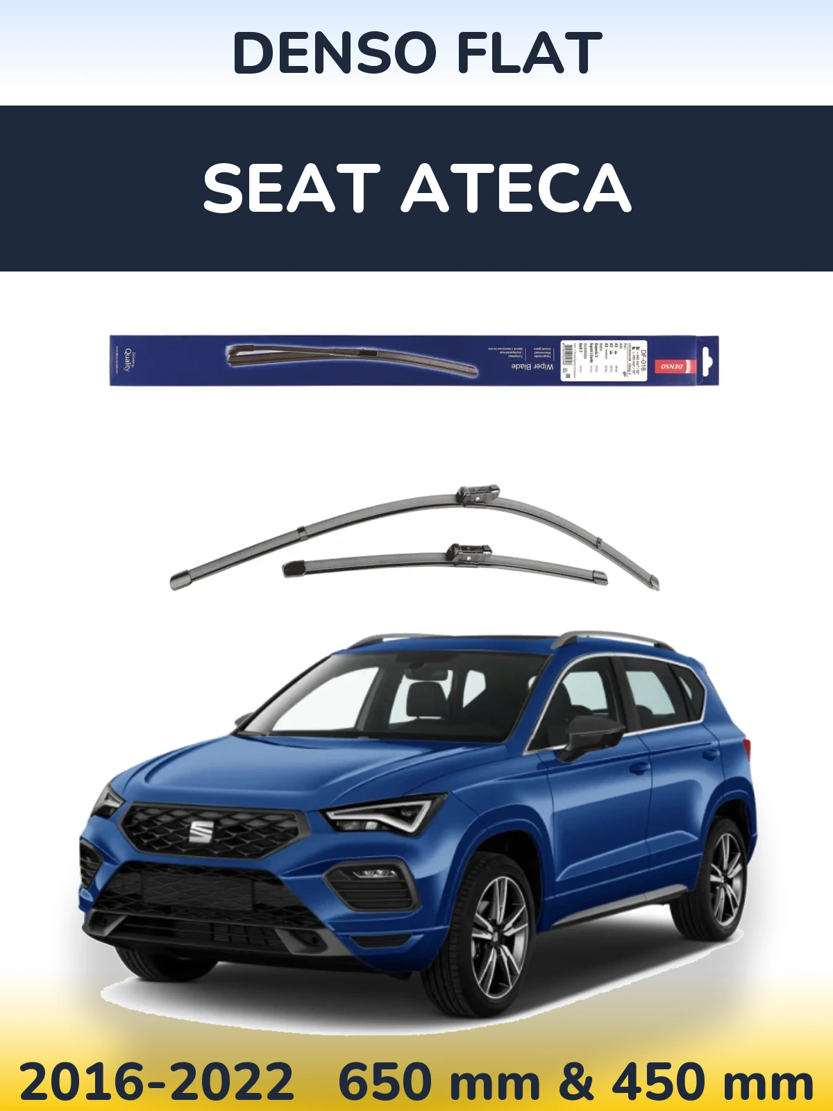 Комплект передних дворников Denso Flat 650 & 450 мм для SEAT Ateca 2016-2022