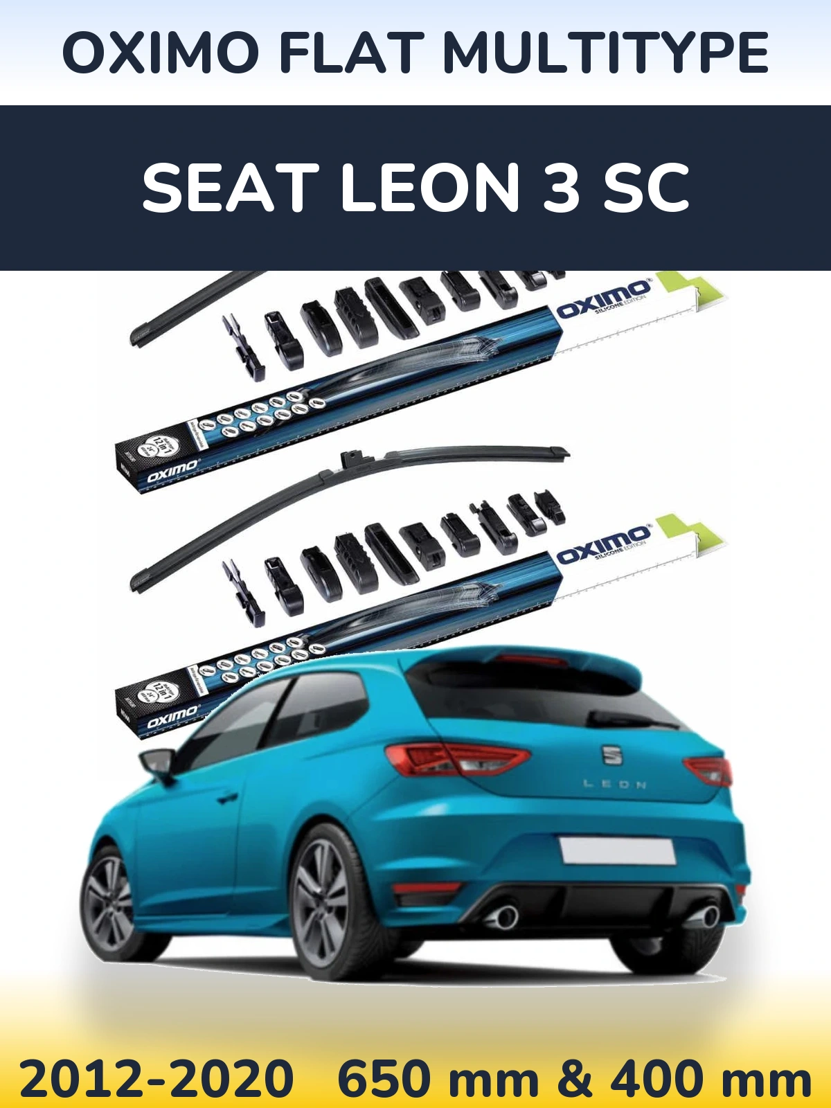 Front wiper blade set Oximo Flat MultiTüüpe 650 & 400 mm for SEAT Leon 3 SC 2012-2020
