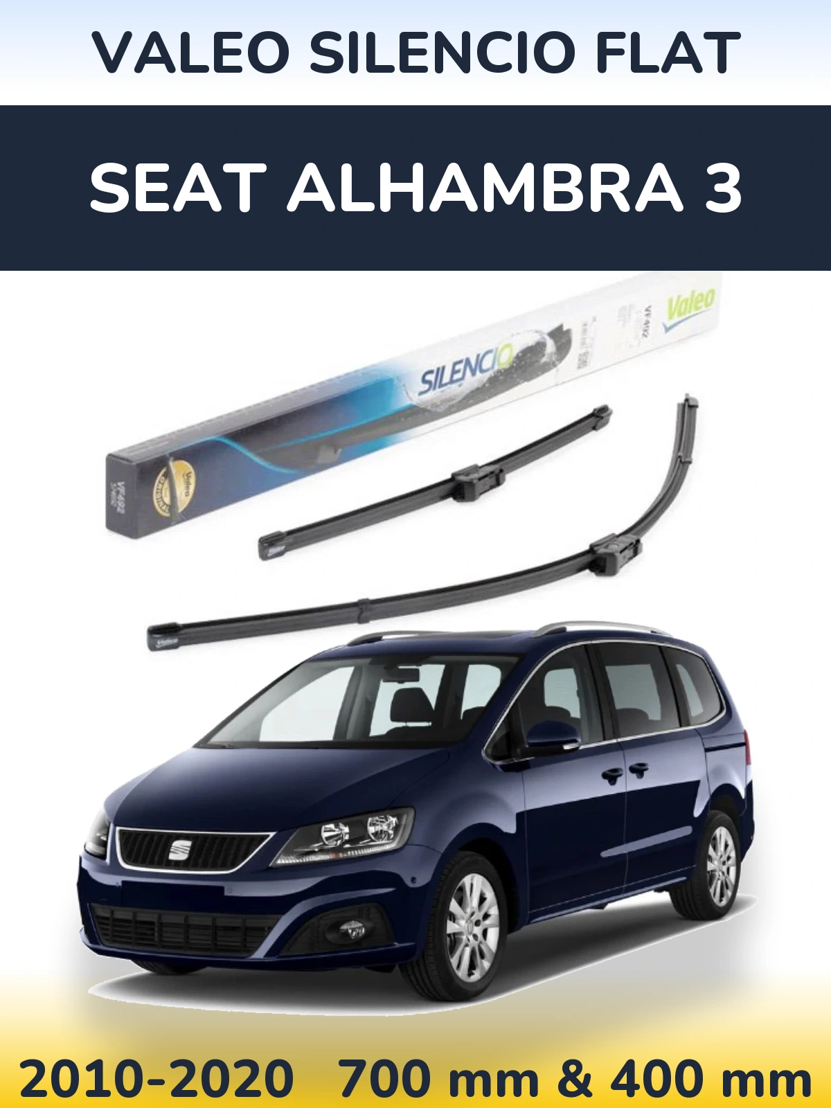 Комплект передних дворников Valeo Silencio Flat 700 & 400 мм для SEAT Alhambra 3 2010-2020