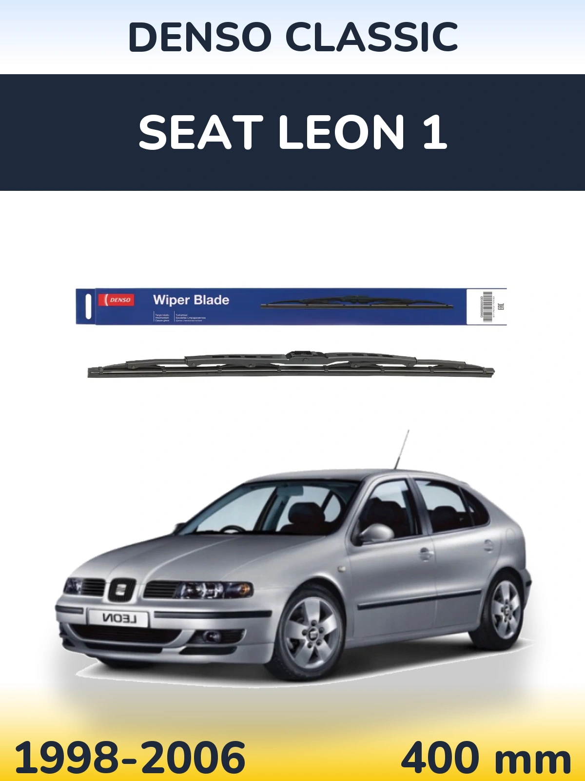 Rear wiper blade Denso Classic 400 mm for SEAT Leon 1 1998-2006