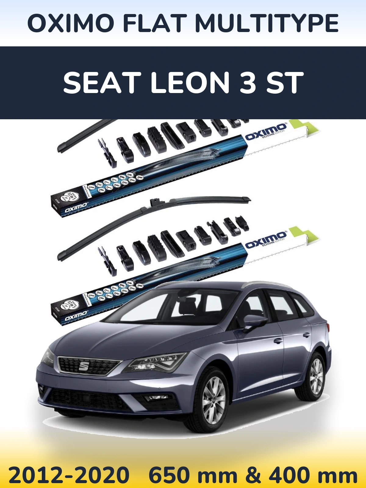 Front wiper blade set Oximo Flat MultiTüüpe 650 & 400 mm for SEAT Leon 3 ST 2012-2020
