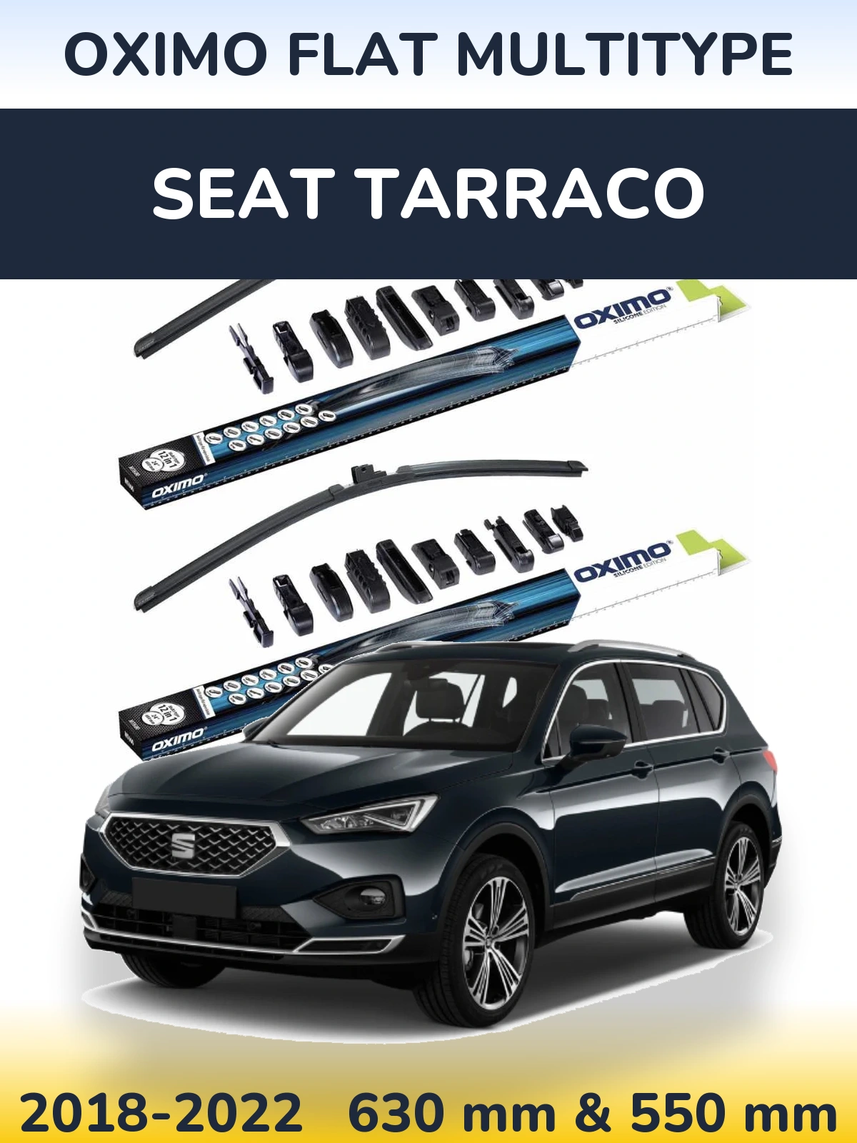 Front wiper blade set Oximo Flat MultiTüüpe 600 & 550 mm for SEAT Tarraco 2018-2022