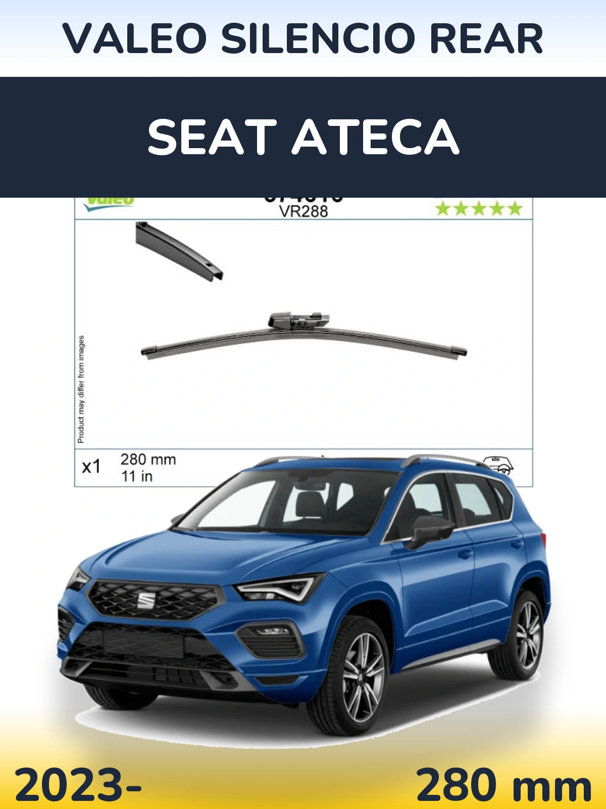 Задний дворник Valeo Silencio Rear 280 мм для SEAT Ateca 2023-2026