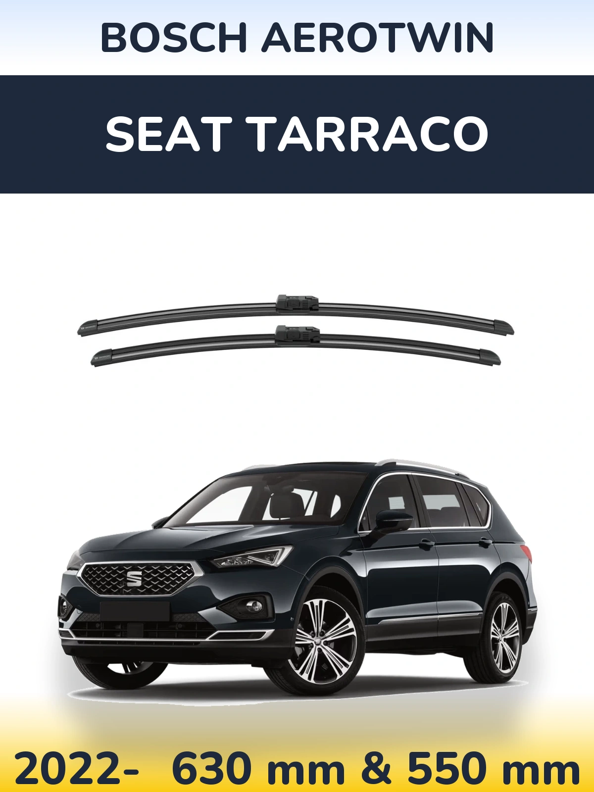 Комплект передних дворников BOSCH AeroTwin 625 & 550 мм для SEAT Tarraco 2022-2026