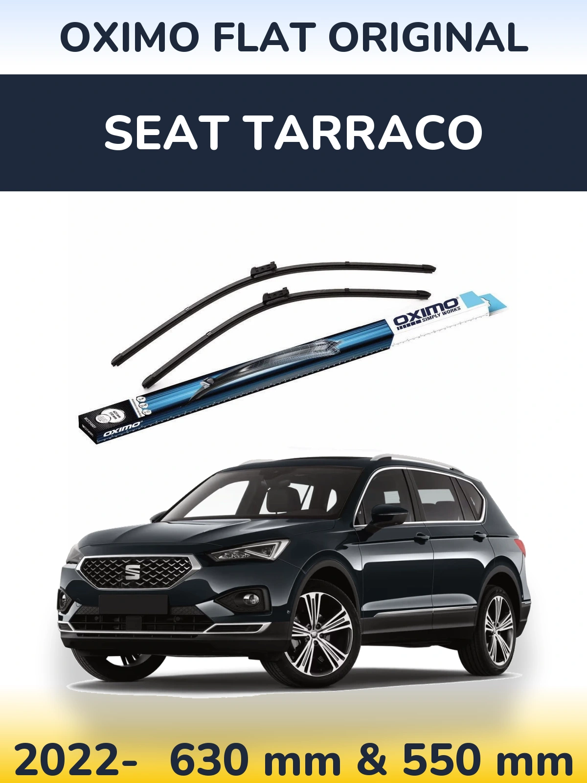Комплект передних дворников Oximo Flat Original 630 & 550 мм для SEAT Tarraco 2022-2026