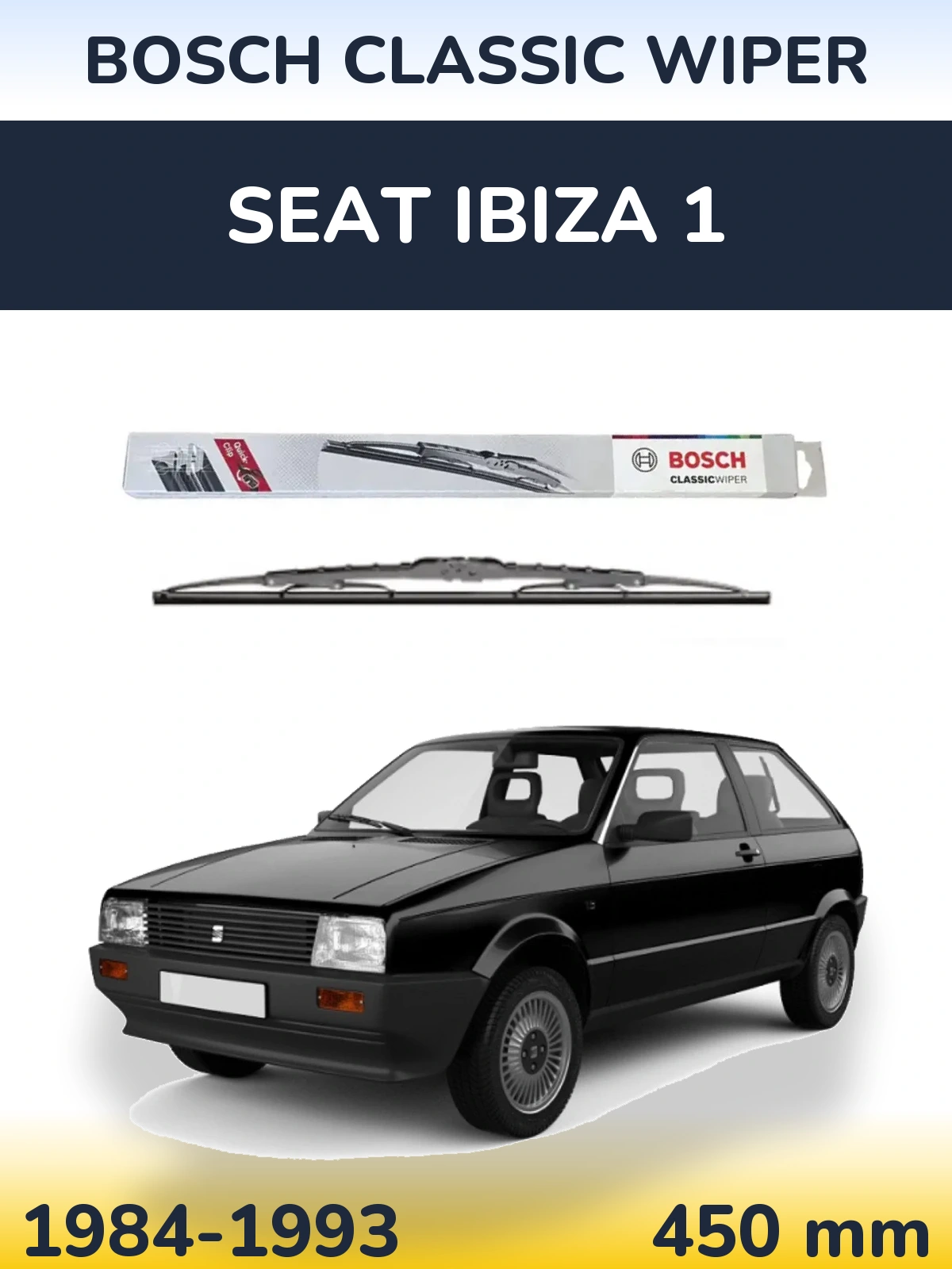 Front wiper blade BOSCH Classic Wiper 450 mm for SEAT Ibiza 1 1984-1993