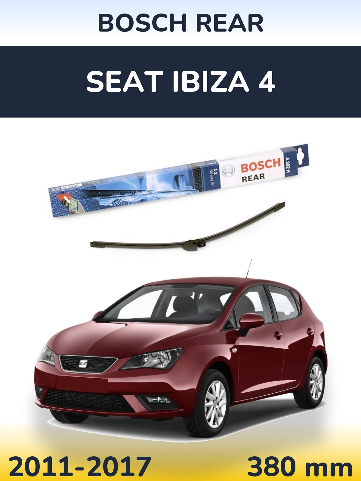 Задня щітка BOSCH Rear 380 мм для SEAT Ibiza 4 2011-2017
