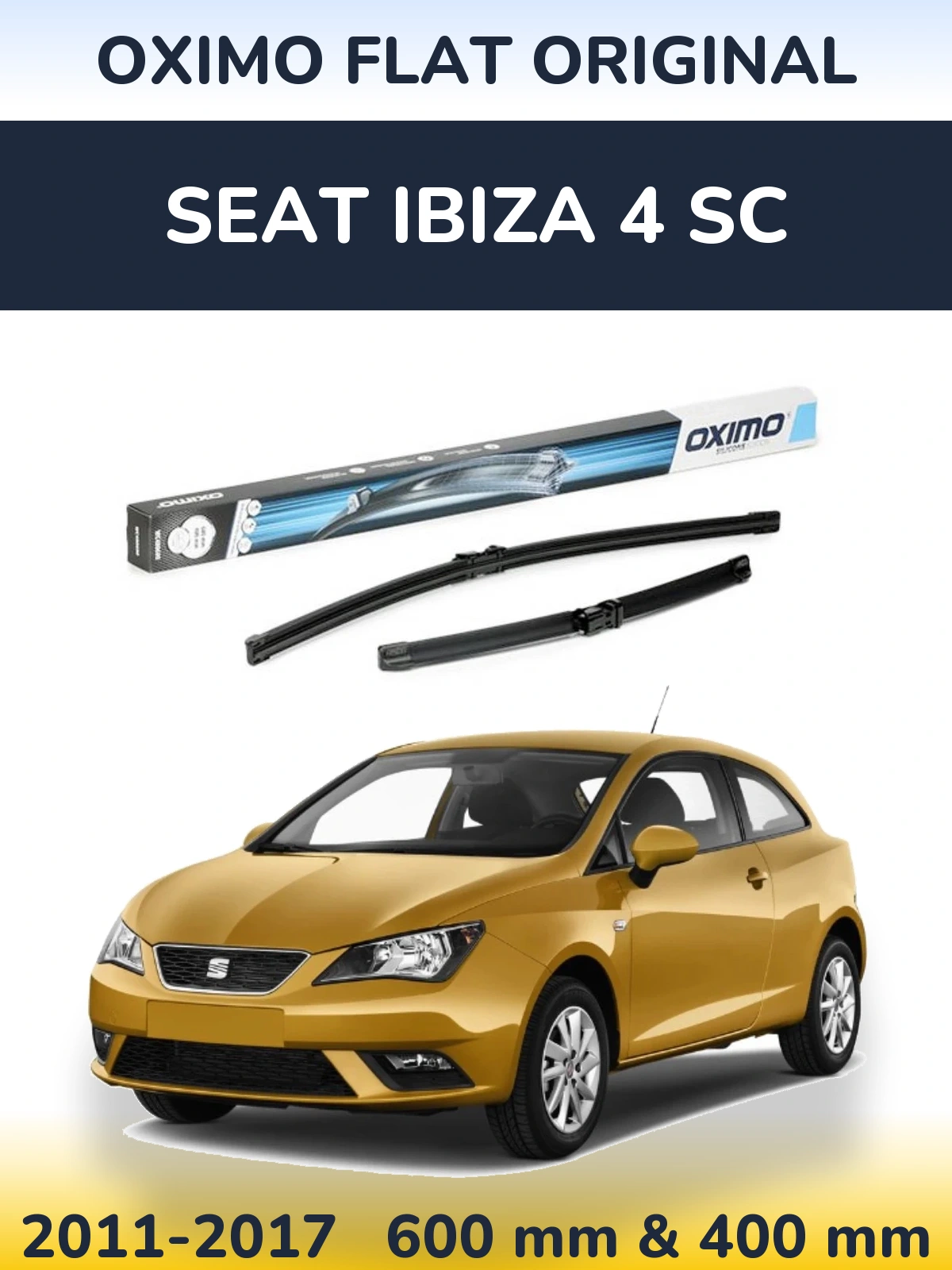Комплект передніх щіток Oximo Flat Original 600 & 400 мм для SEAT Ibiza 4 SC 2011-2017