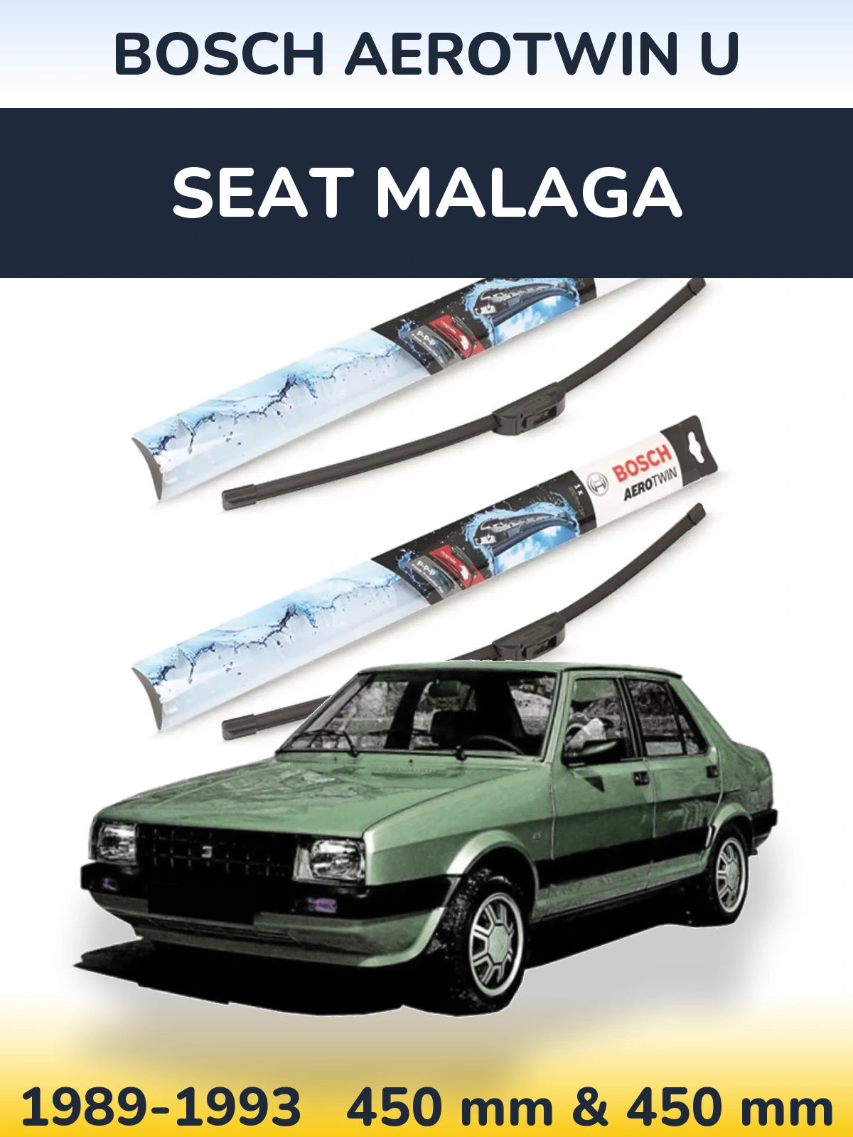 Комплект передніх щіток BOSCH AeroTwin U 450 & 450 мм для SEAT Malaga 1989-1993