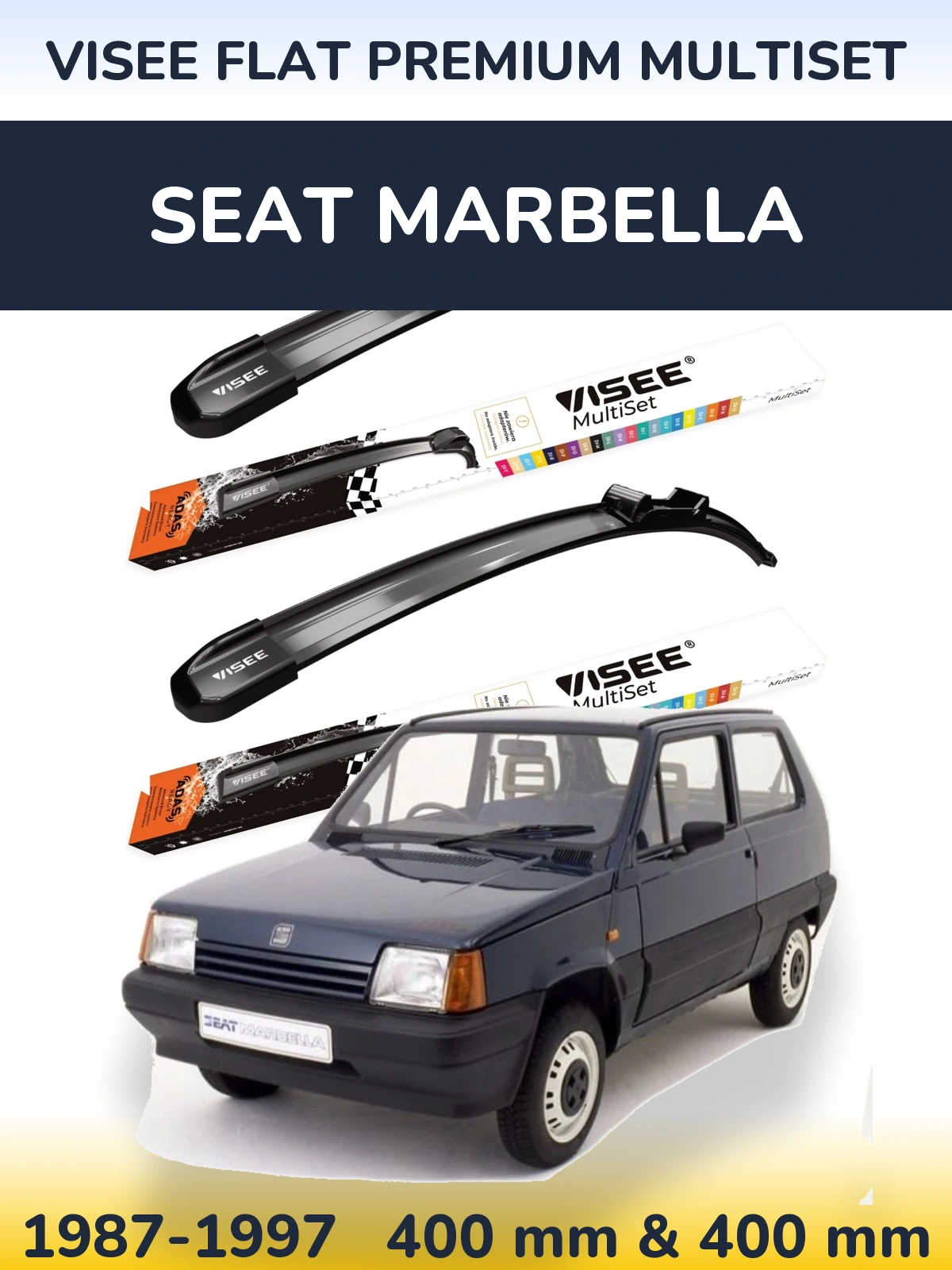 Комплект передних дворников VISEE FLAT PREMIUM MultiSet 400 & 400 мм для SEAT Marbella 1987-1997
