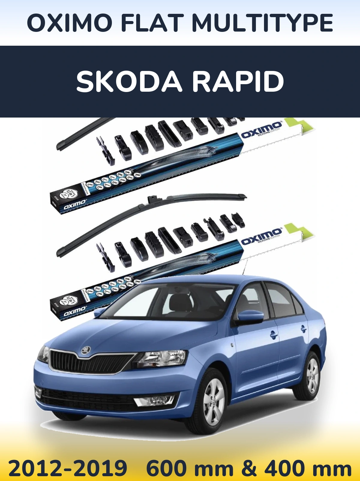 Front wiper blade set Oximo Flat MultiTüüpe 600 & 400 mm for Skoda Rapid 2012-2019