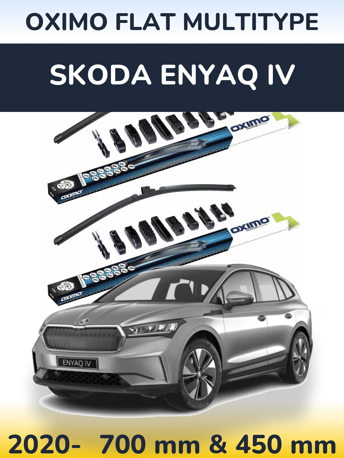 Комплект передніх щіток Oximo Flat MultiТипe 700 & 450 мм для Skoda Enyaq iV 2020-2026