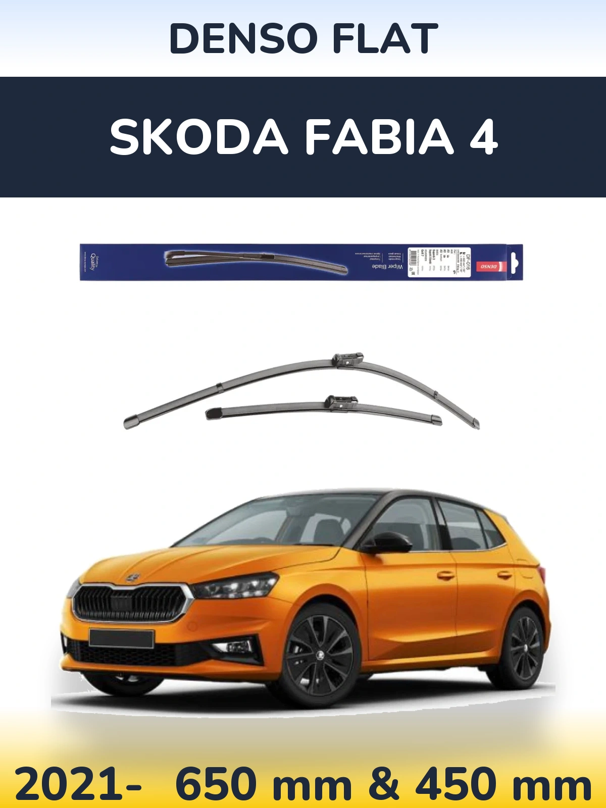 Комплект передних дворников Denso Flat 650 & 450 мм для Skoda Fabia 4 2021-2026