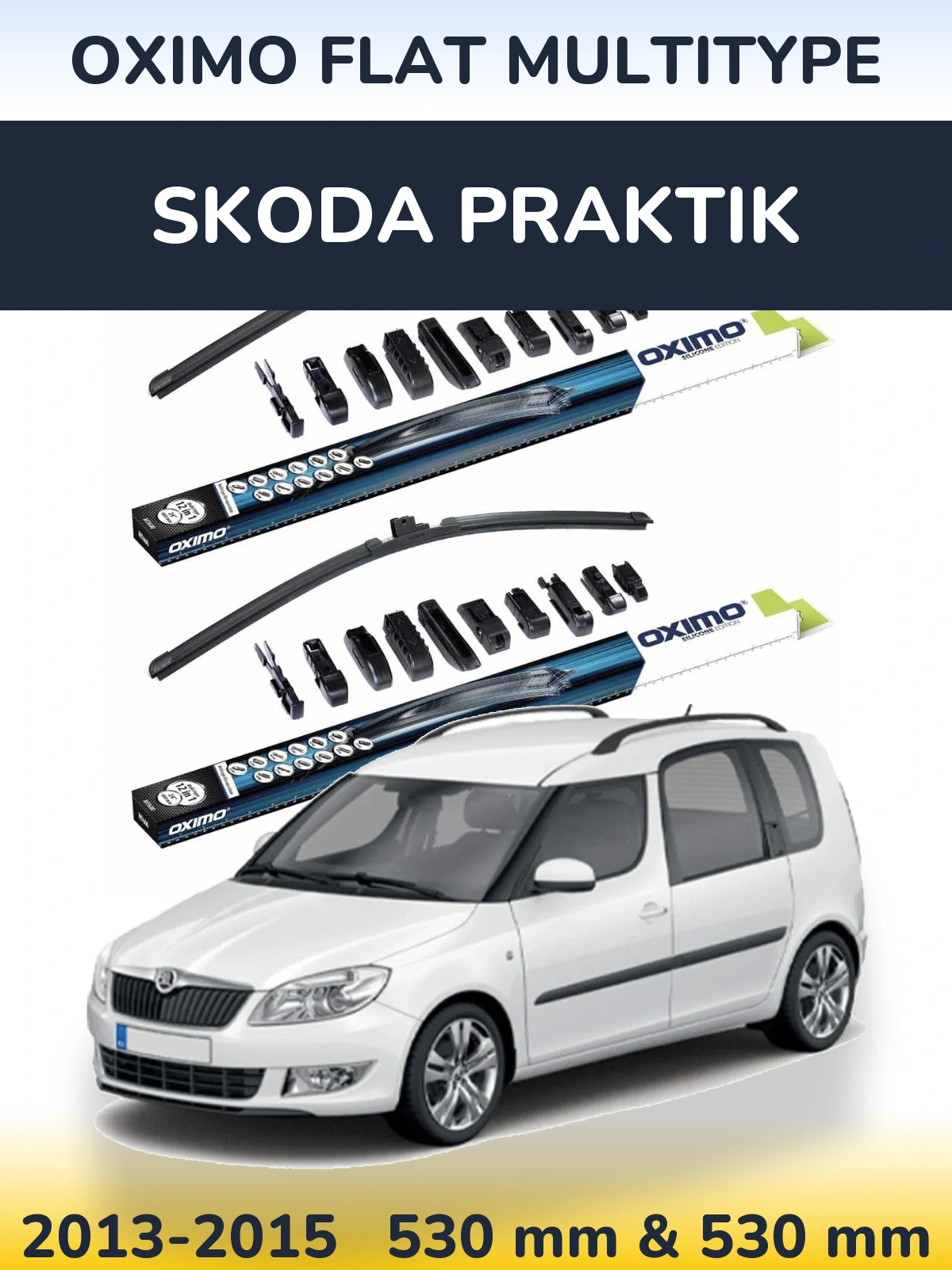 Комплект передних дворников Oximo Flat MultiТипe 530 & 530 мм для Skoda Praktik 2013-2015