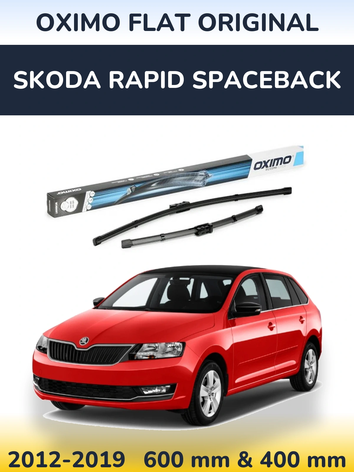 Комплект передних дворников Oximo Flat Original 600 & 400 мм для Skoda Rapid Spaceback 2012-2019