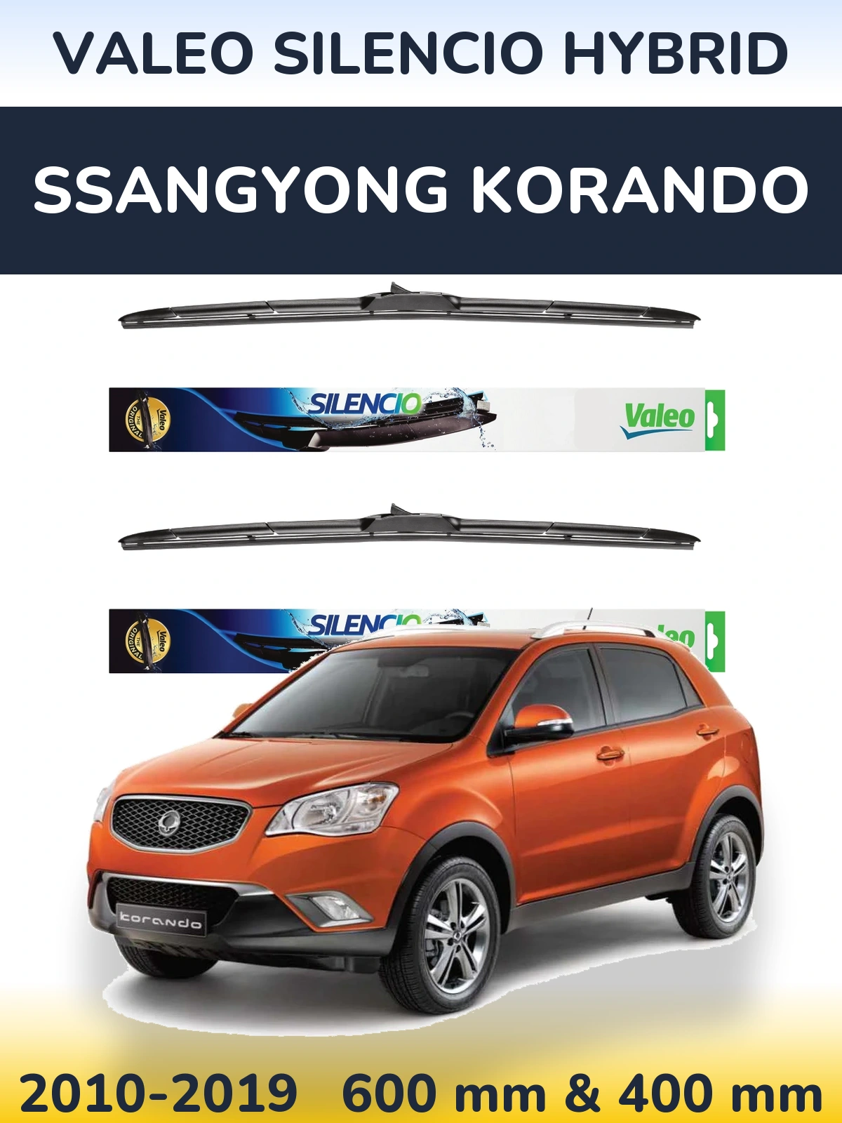 Комплект передніх щіток Valeo Silencio Hybrid 600 & 400 мм для SsangYong Korando 2010-2019
